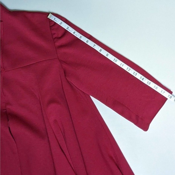 New Spiegel Ponte Knit Cape Blazer 10 Maroon Stretch One Button Closure Swing - Picture 7 of 9